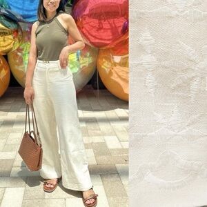 Zara Embroidered linen blend Pants